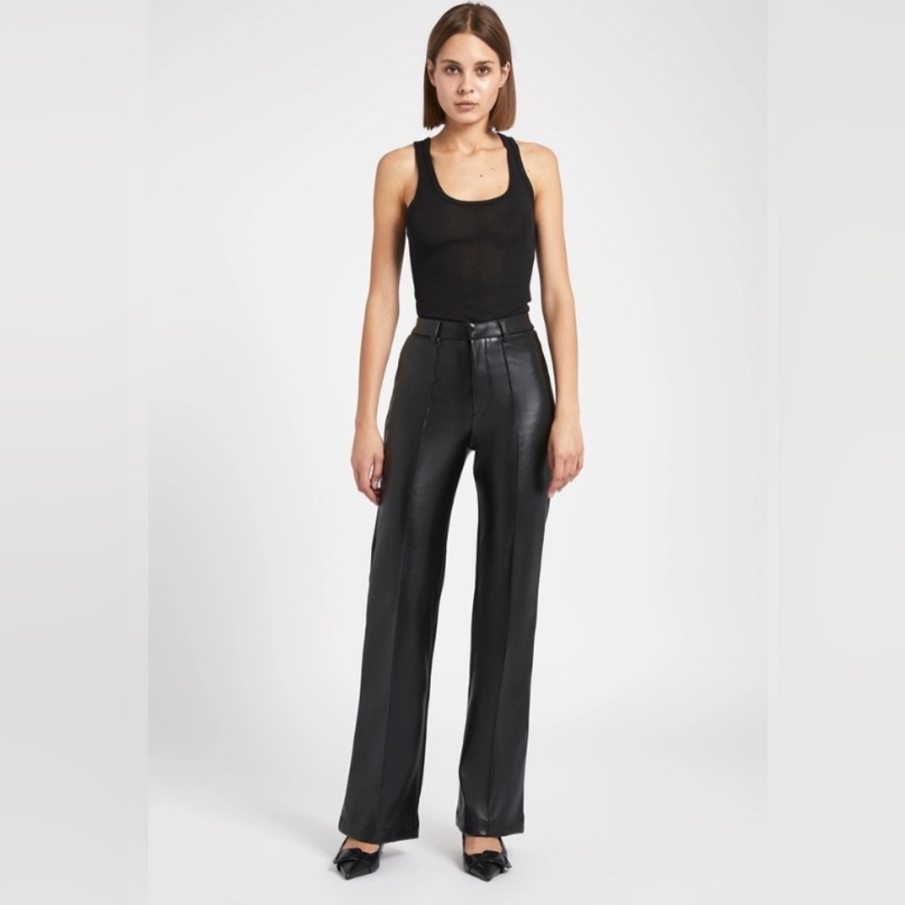 Because Of Alice BOA Faux Leather Slim Wide Leg Black Size Medium‎